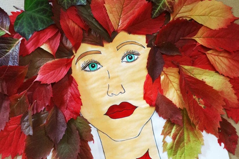 Herbstgöttin basteln: Kreatives Blätterbild für Kinder